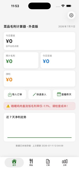 菜品毛利计算器截图