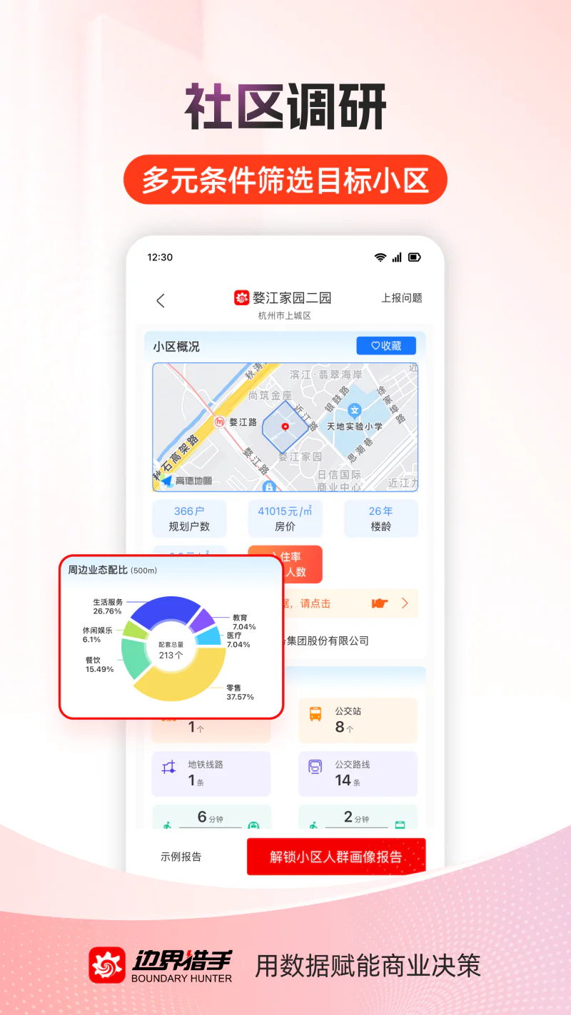边界猎手: 商业调研选址决策平台