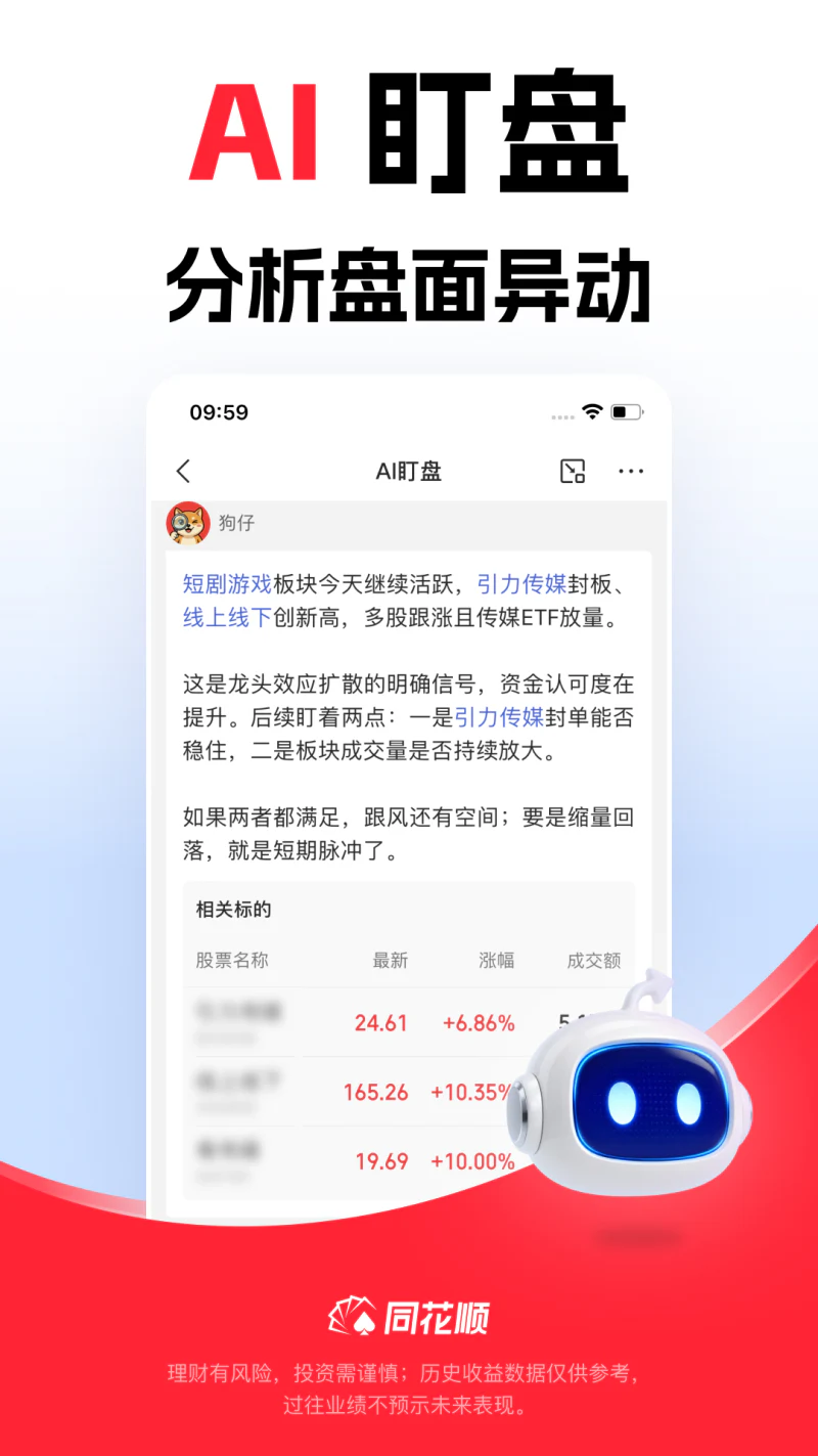 同花顺: 轻松炒股，准确决策，当然同花顺！