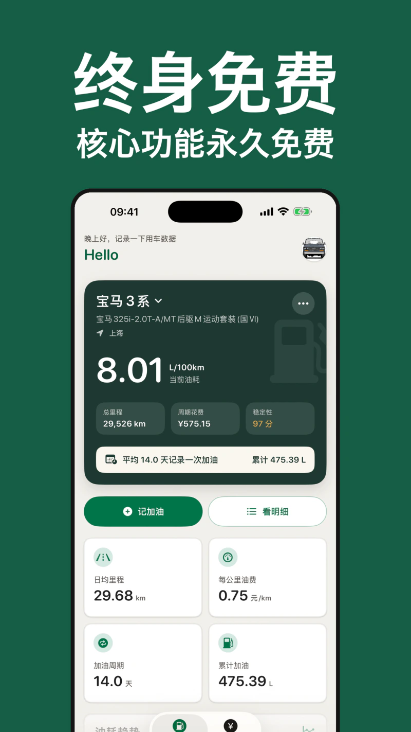 加仑油耗截图