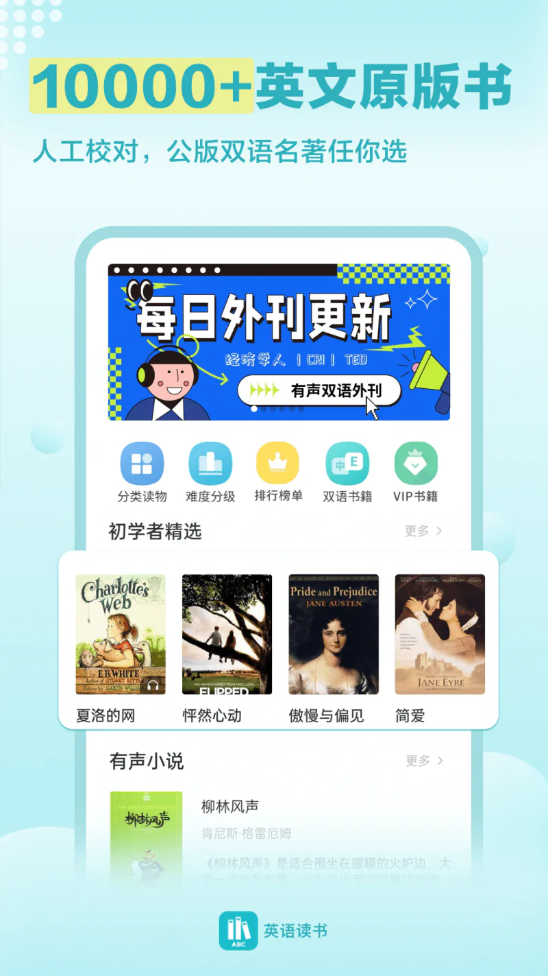 英语读书: 每日英语1000+原版书托福雅思考研