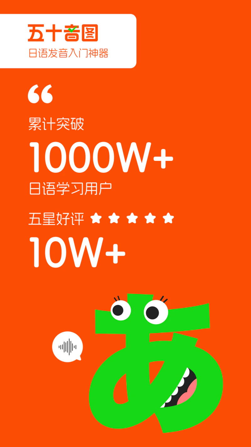 早道日语五十音图: 标准AI发音打分，零基础学日语！