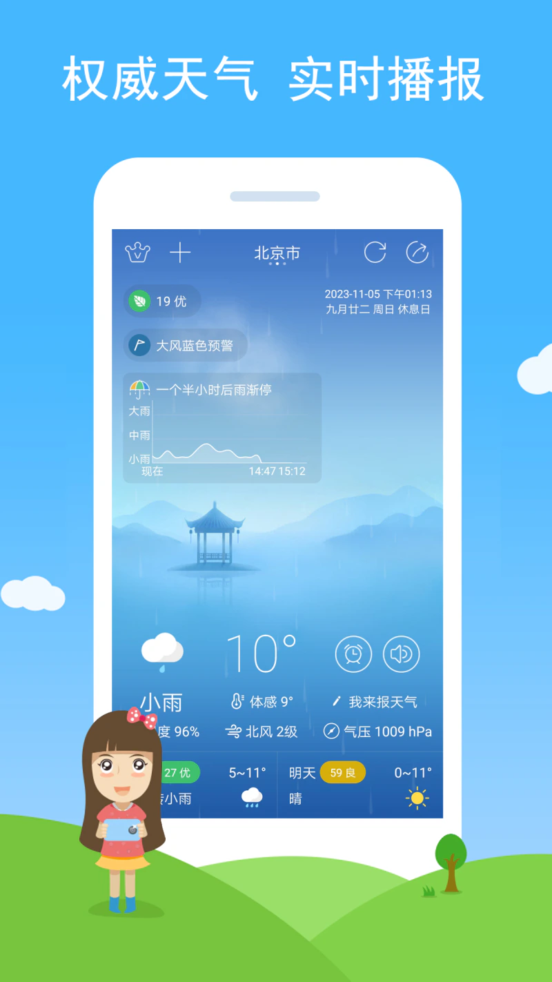 七彩天气: 分钟公里级、48小时和15天天气预报