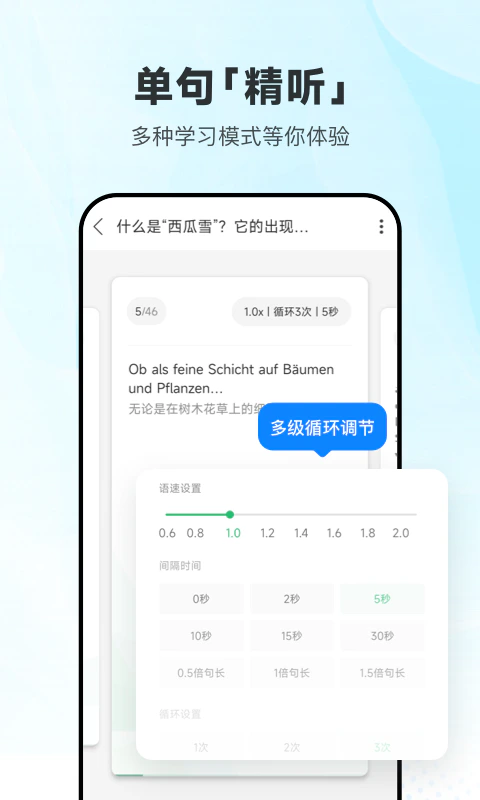 每日德语听力: 每日德语听力是学习德语的听力软件