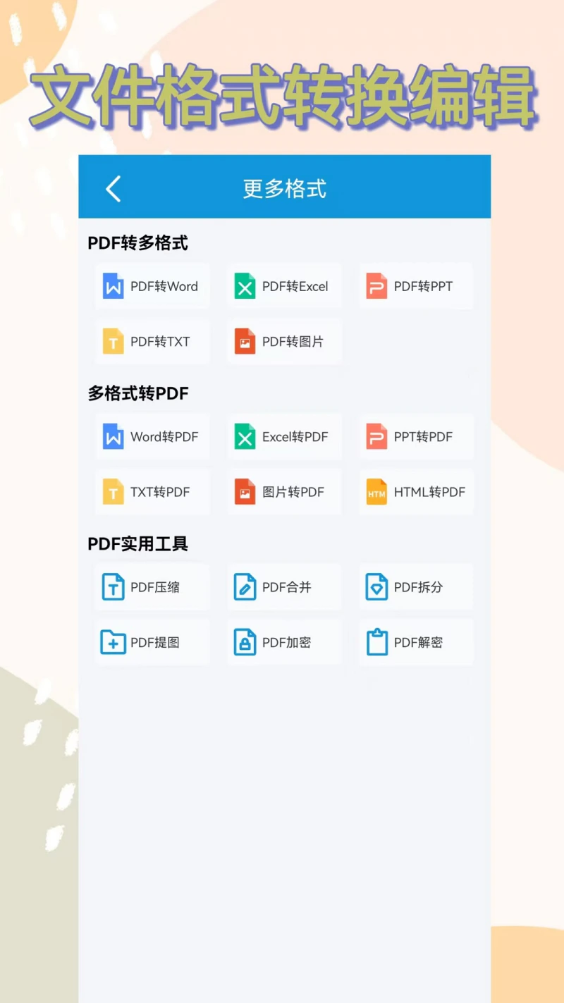 格式转换: 音频视频PDF图片转换编辑